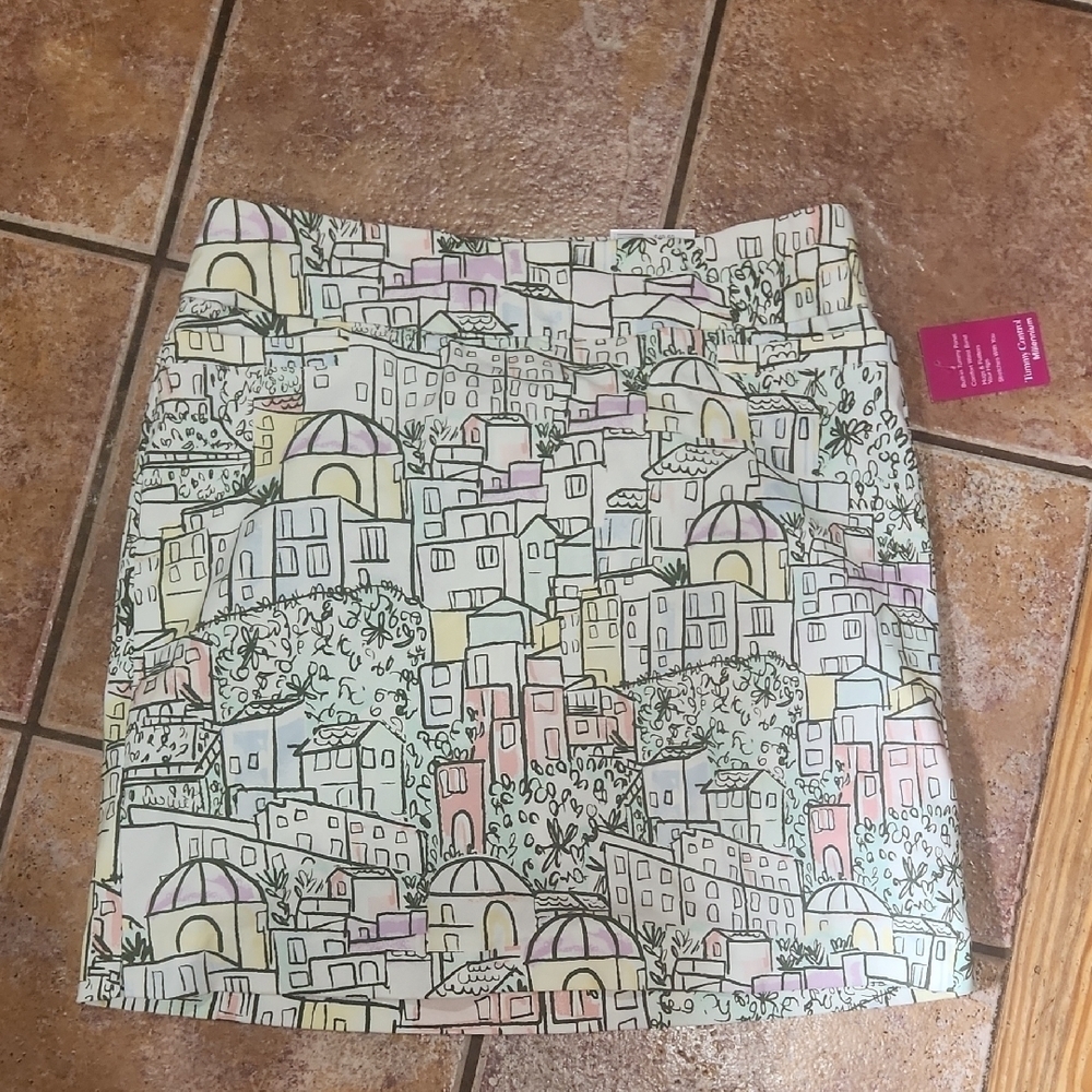 Kim Rogers Pastel Cityscape Mini Skirt Skort Womens Size 12 NWT
